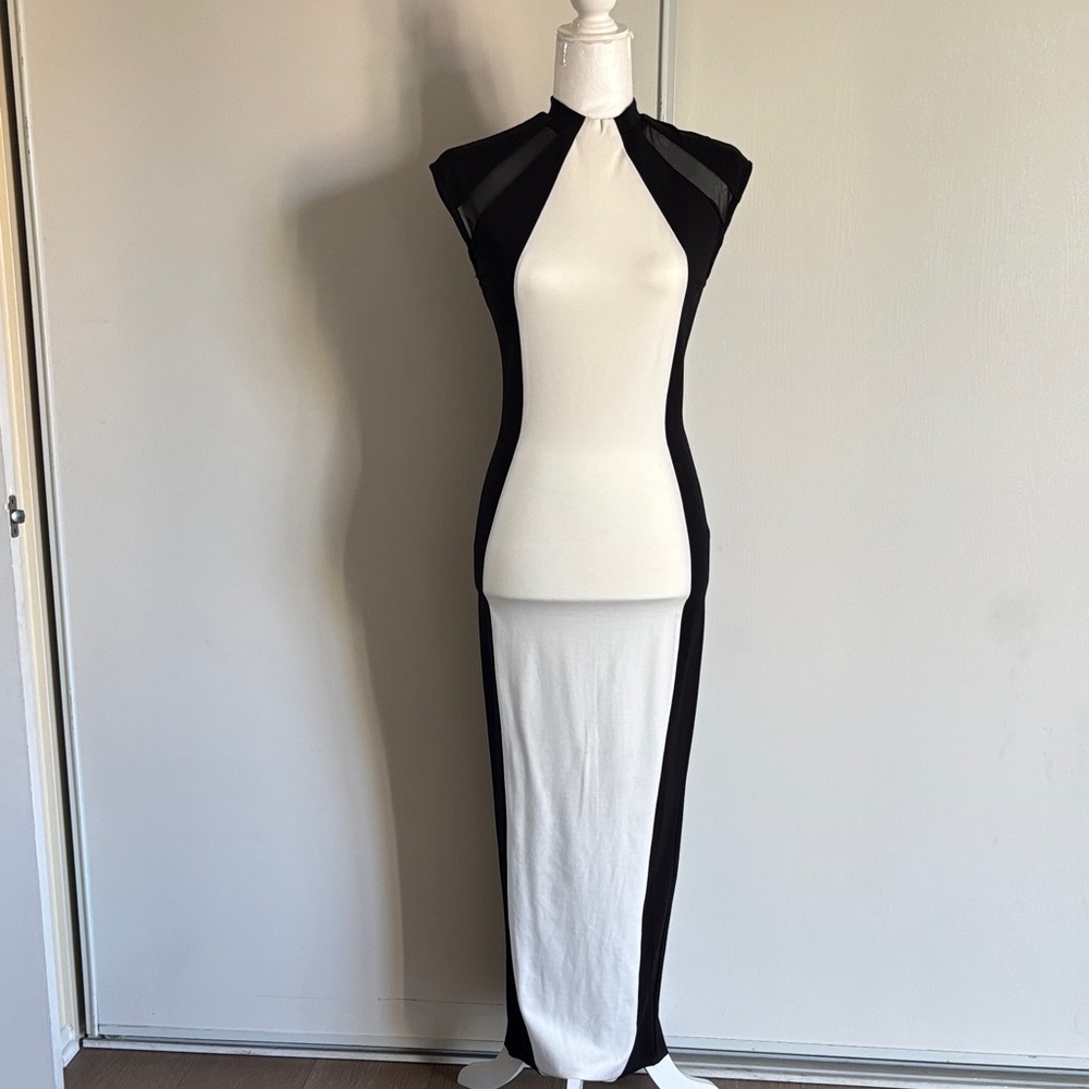 Black Tie Affair Maxi Dress - Black/White - Picture 5 of 7
